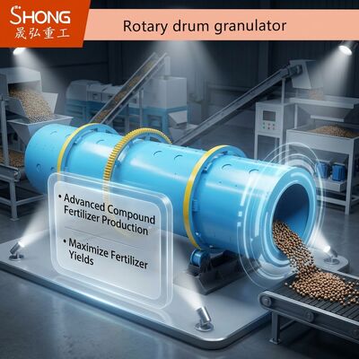 Granulator trống quay để sản xuất phân bón hỗn hợp với hạt hình quả bóng và tỷ lệ hạt 70%